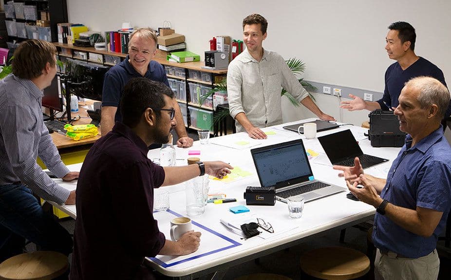 workshop at outerspace with 1mK and defence industry representatives, Scott Foster, head of electronic engineering at outerspace (centre rear)