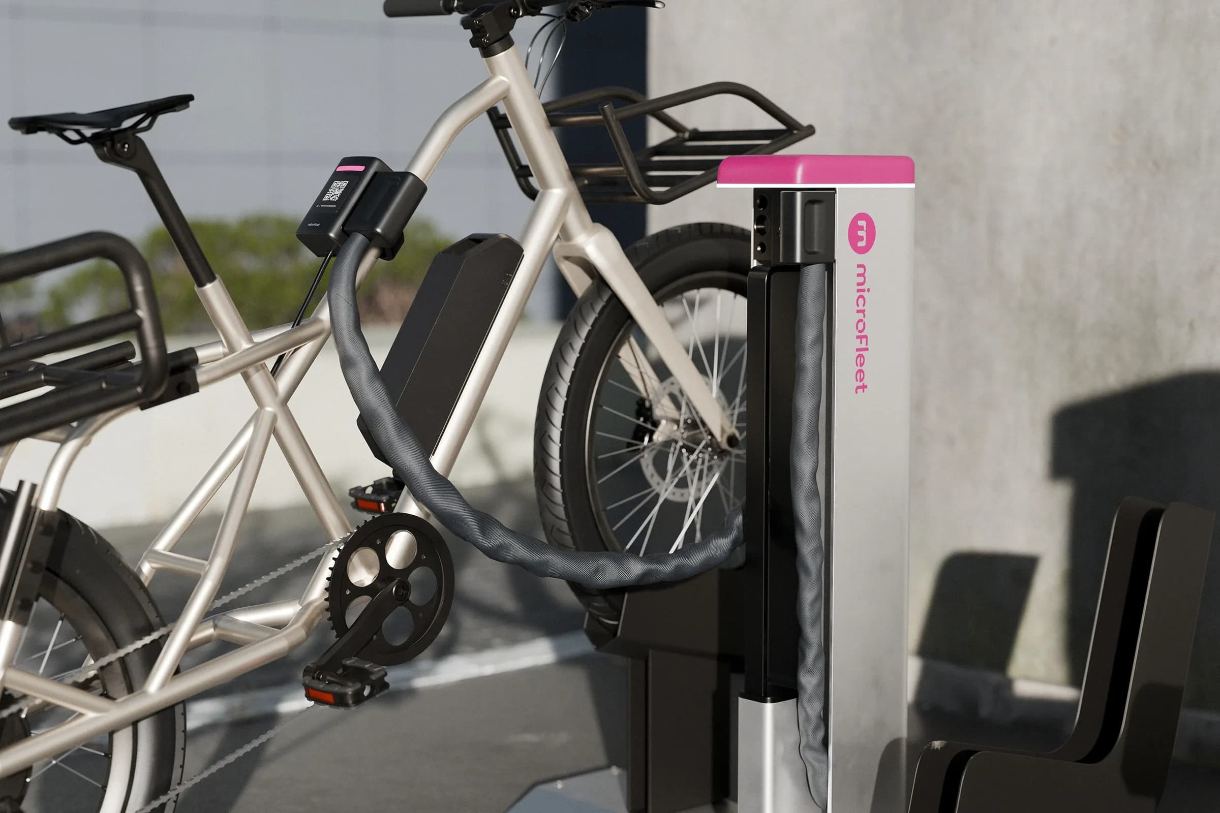 Charging unit with a docked bike