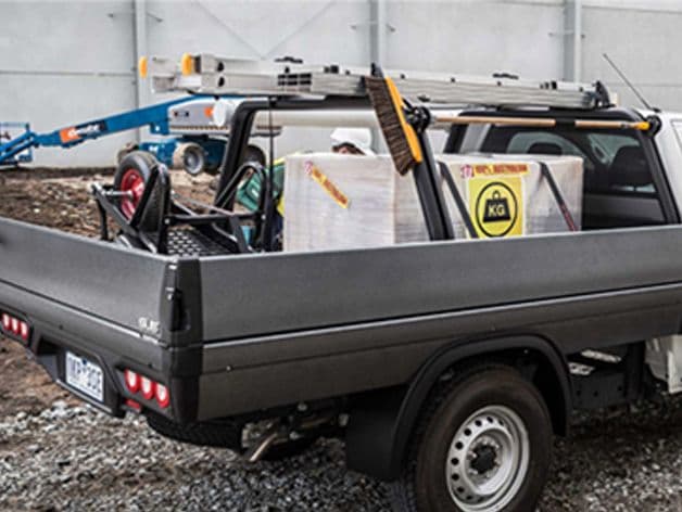 Actual truck bed with tools and cargo inside