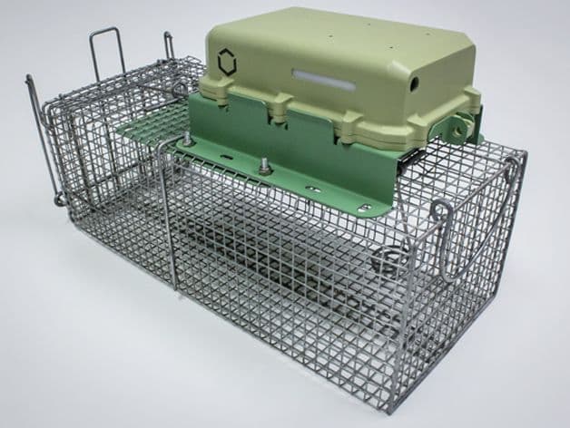 Actual unit attached to a catching cage