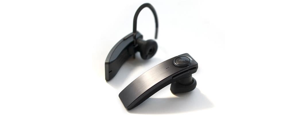 Bluetooth headset units displayed on white