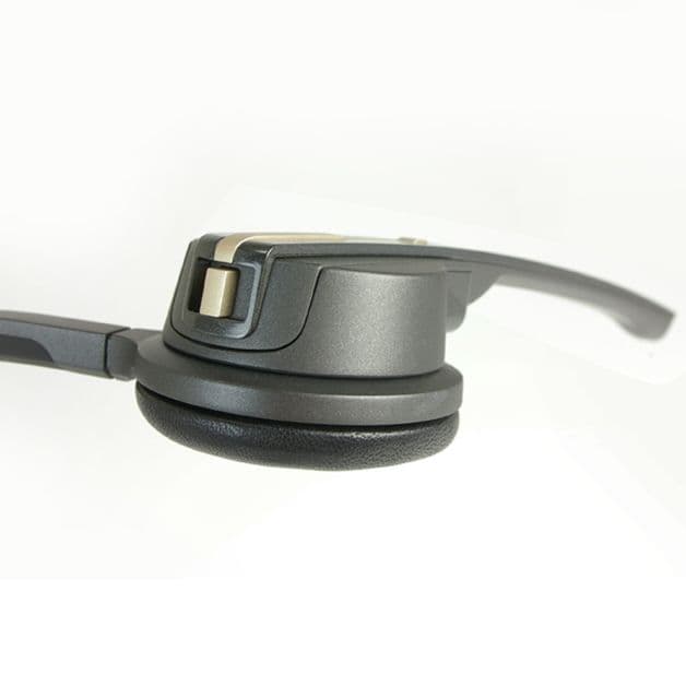 Release latch on the back of the headset
