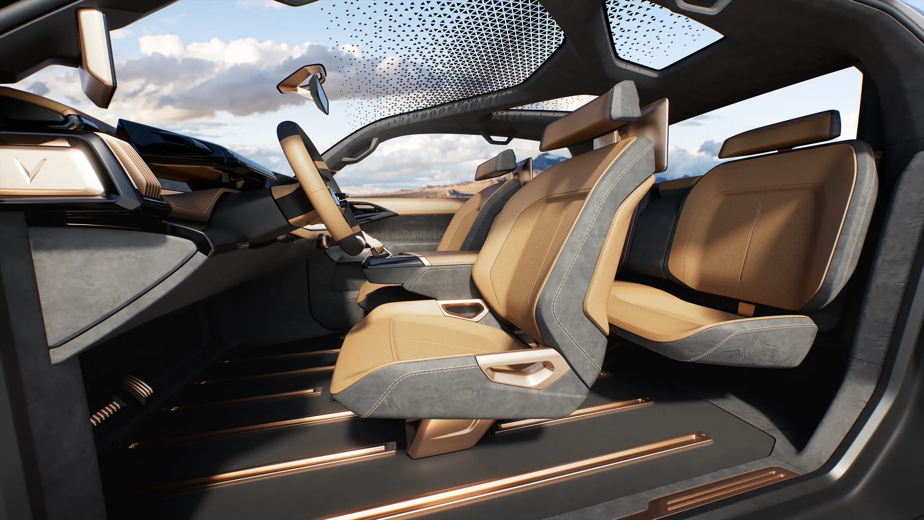 Vinfast interior seats, shown up close