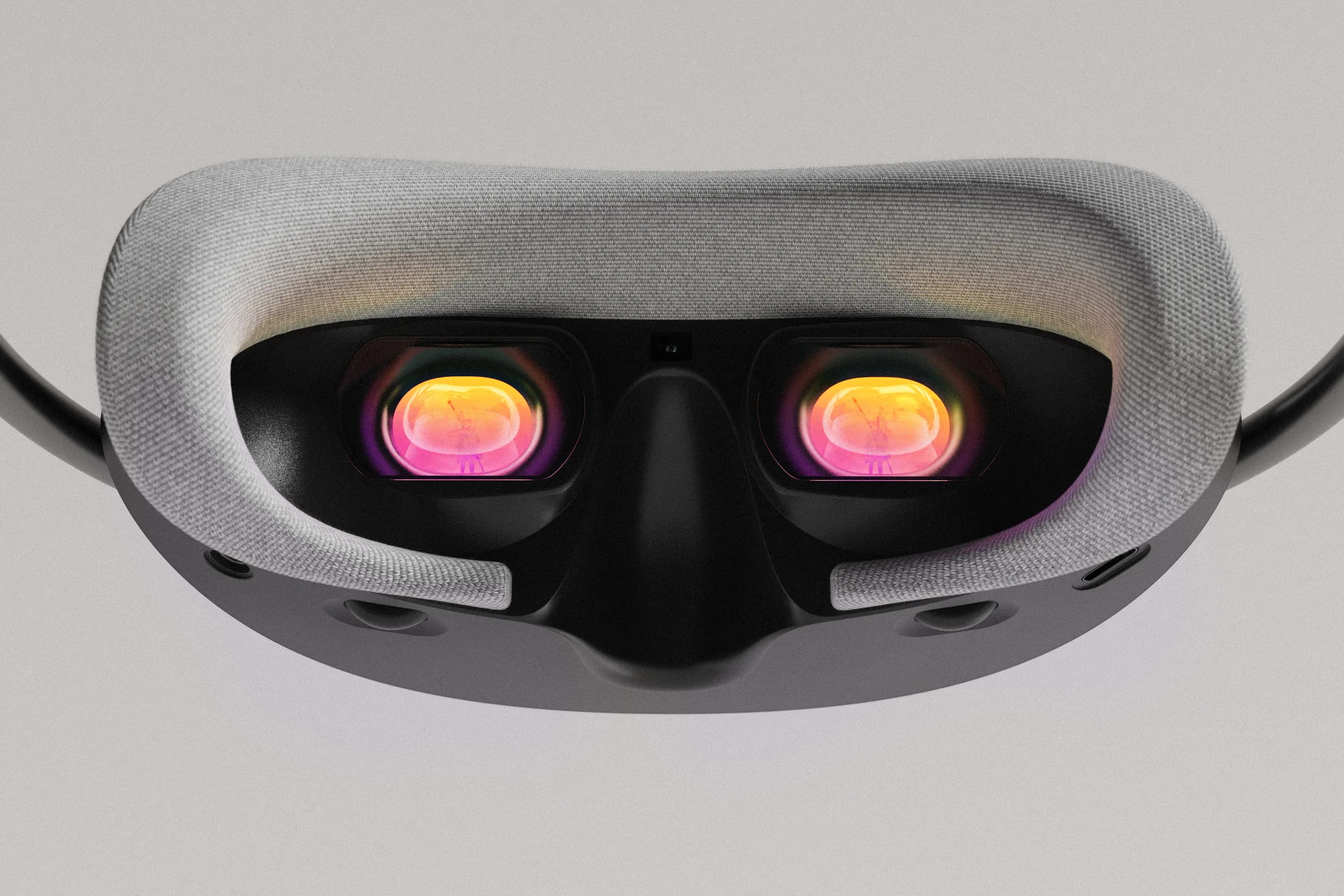 Internal look of the headset, with saturated colours seen in the lenses