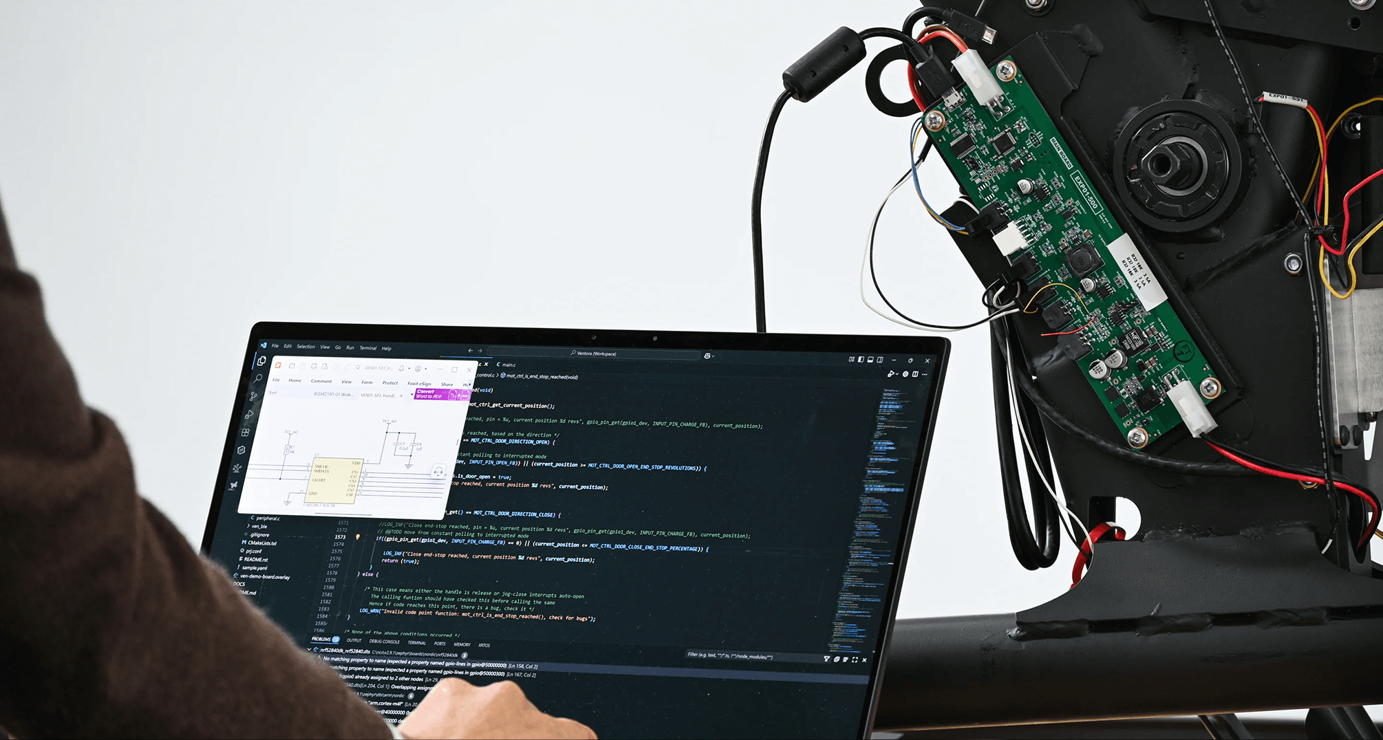 Unit undergoing testing via a laptop