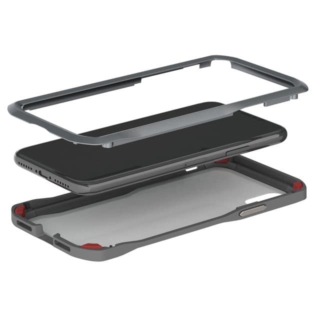 Phone case in grey, showing layers
