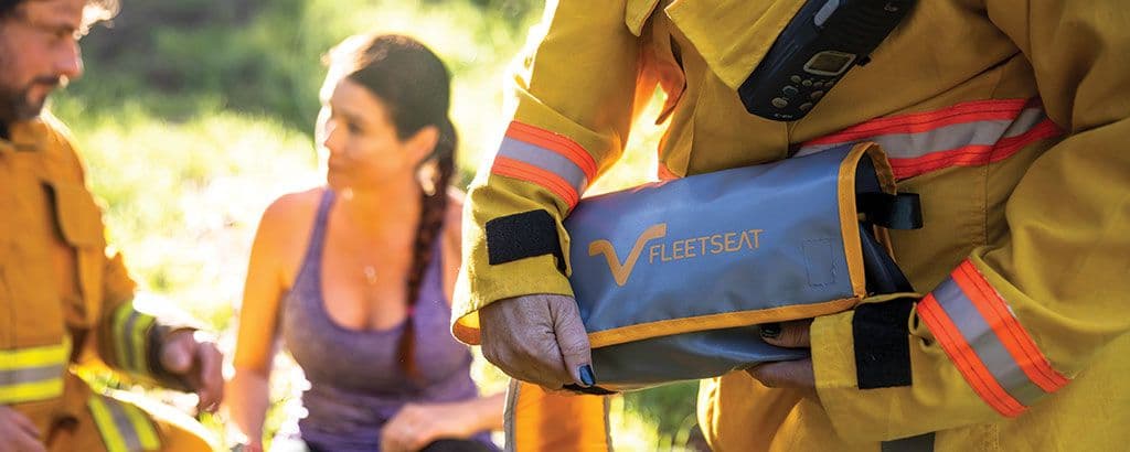 The Fleetseat bag being carried by an emergency worker