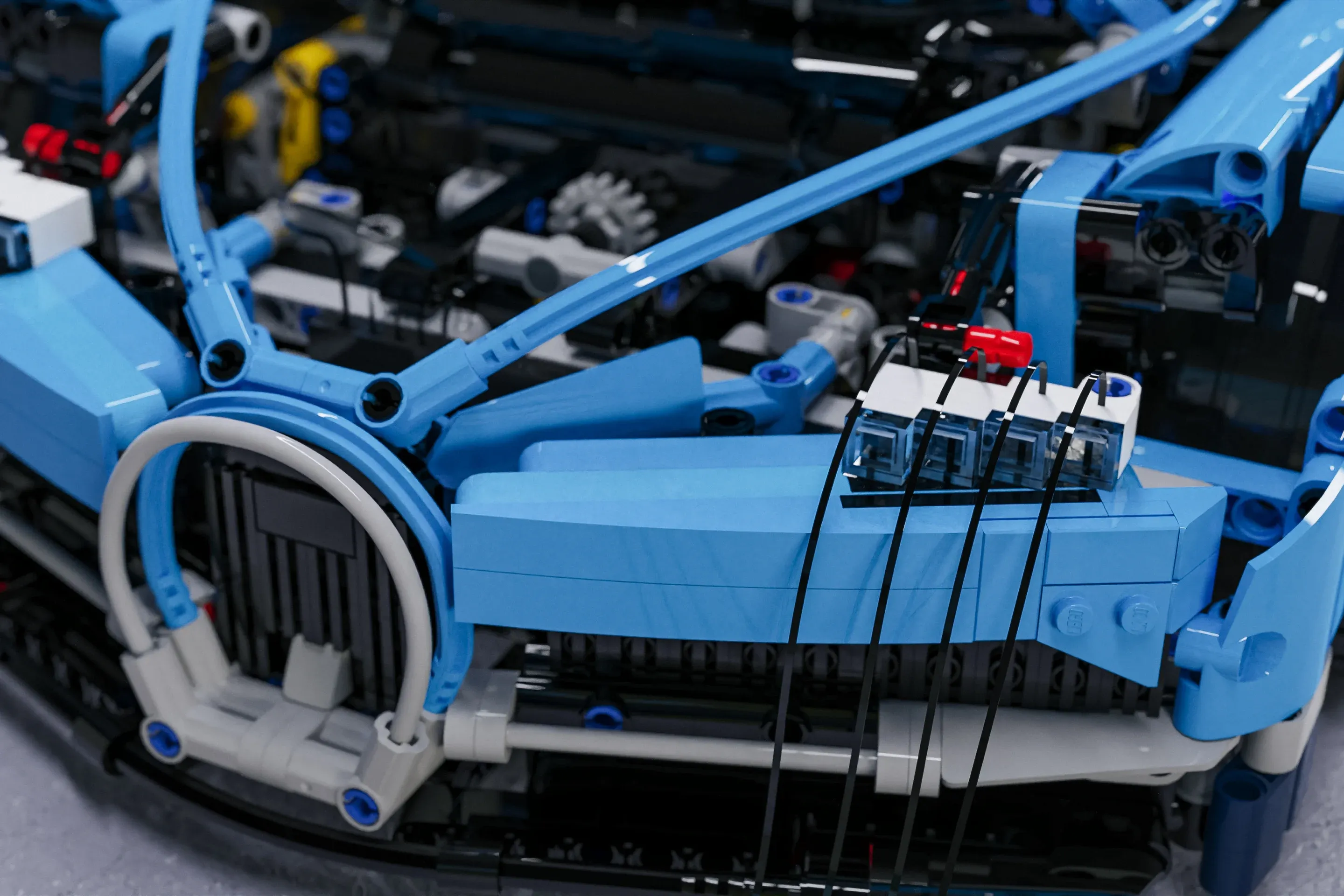 LEGO car with the lighting kit installed