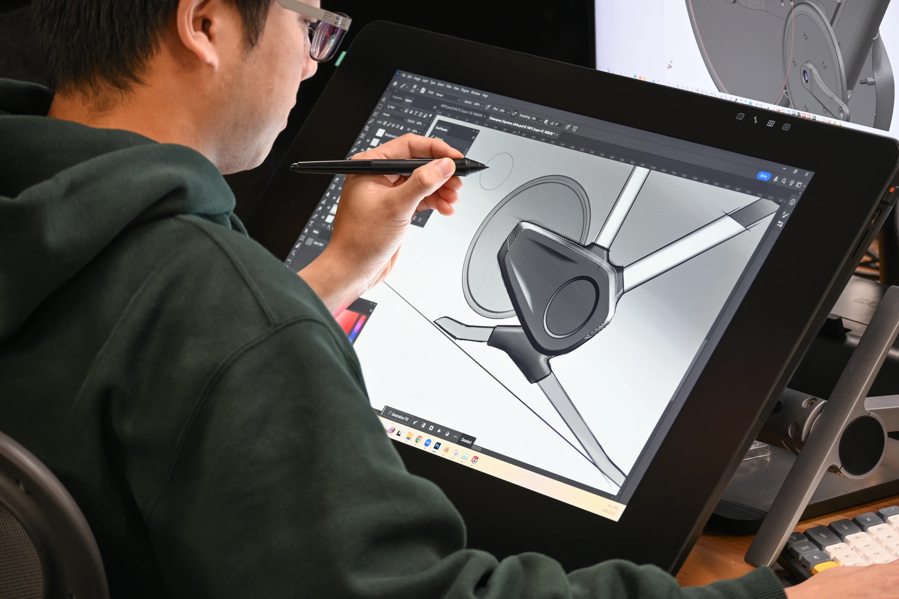 Product sketches for the Outerspace designed Exercise bike. Designed to have a unique clutch and gamify exercise