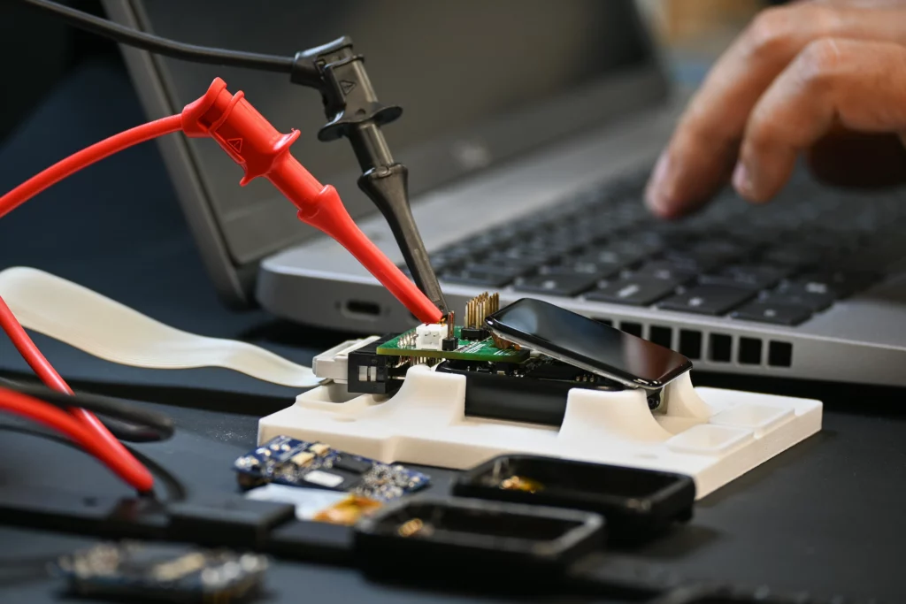 Product photo of the PCB and firmware review of the Outerspace developed Parkinson's tracking watch for Global Kinetics.