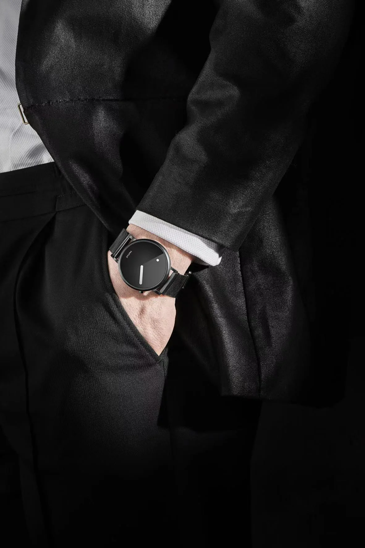Product image of the Outerspace designed smartwatch. Hero image of the smart watch being worn