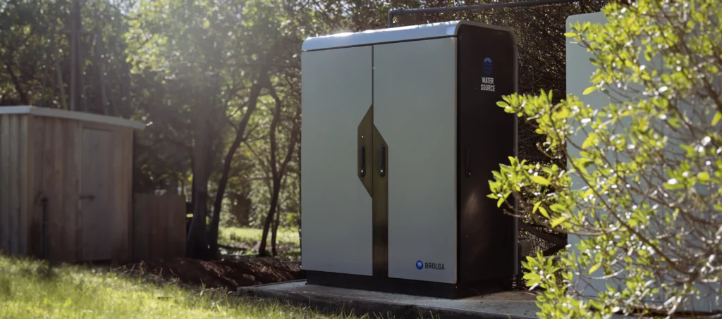 Product images of the Outerspace designed Micro water filtration system for Watersource. The unit delivers 30 000 Litres of fresh drinking water daily. The image shows the unit installed in regional Australia