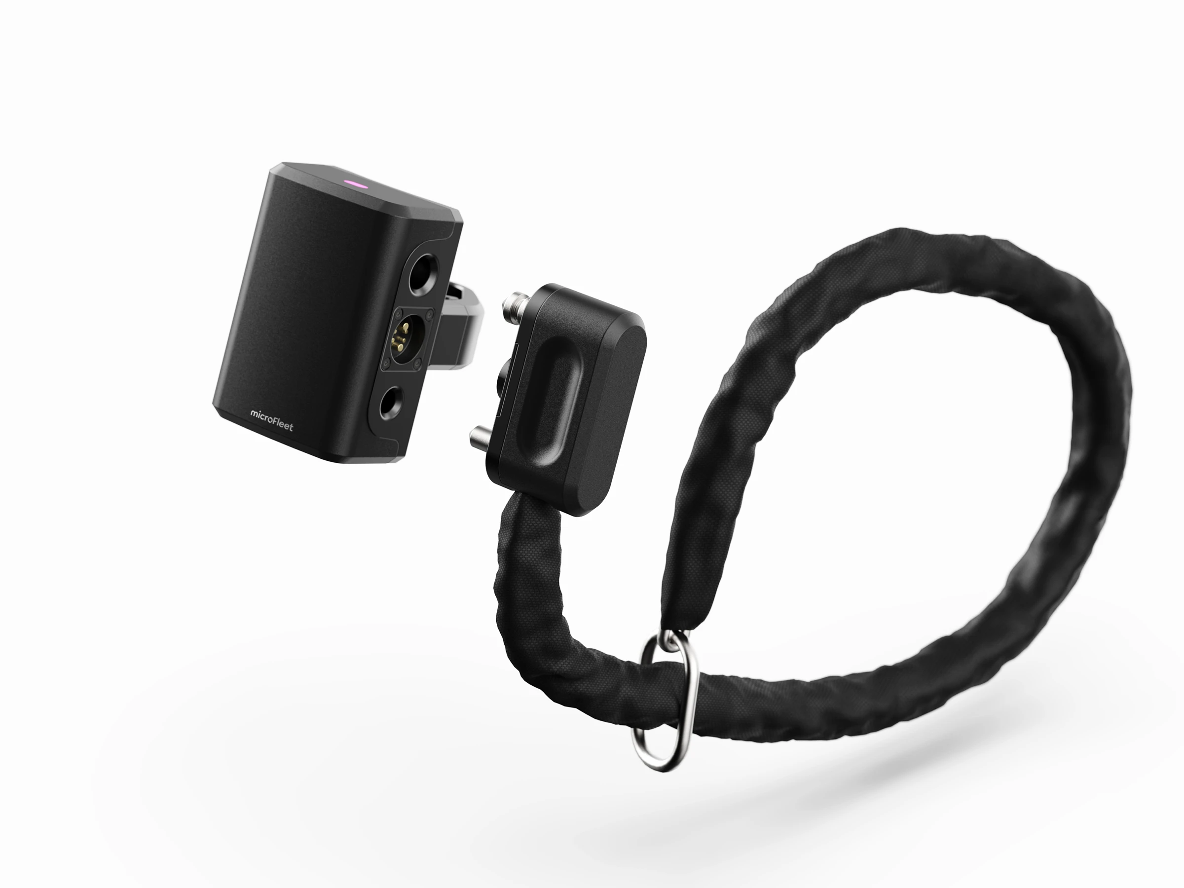 A product rendering of the OneDock microFleet charging system. Designed and Engineered by Outerspace to securely lock and charge micro-mobility electric vehicles