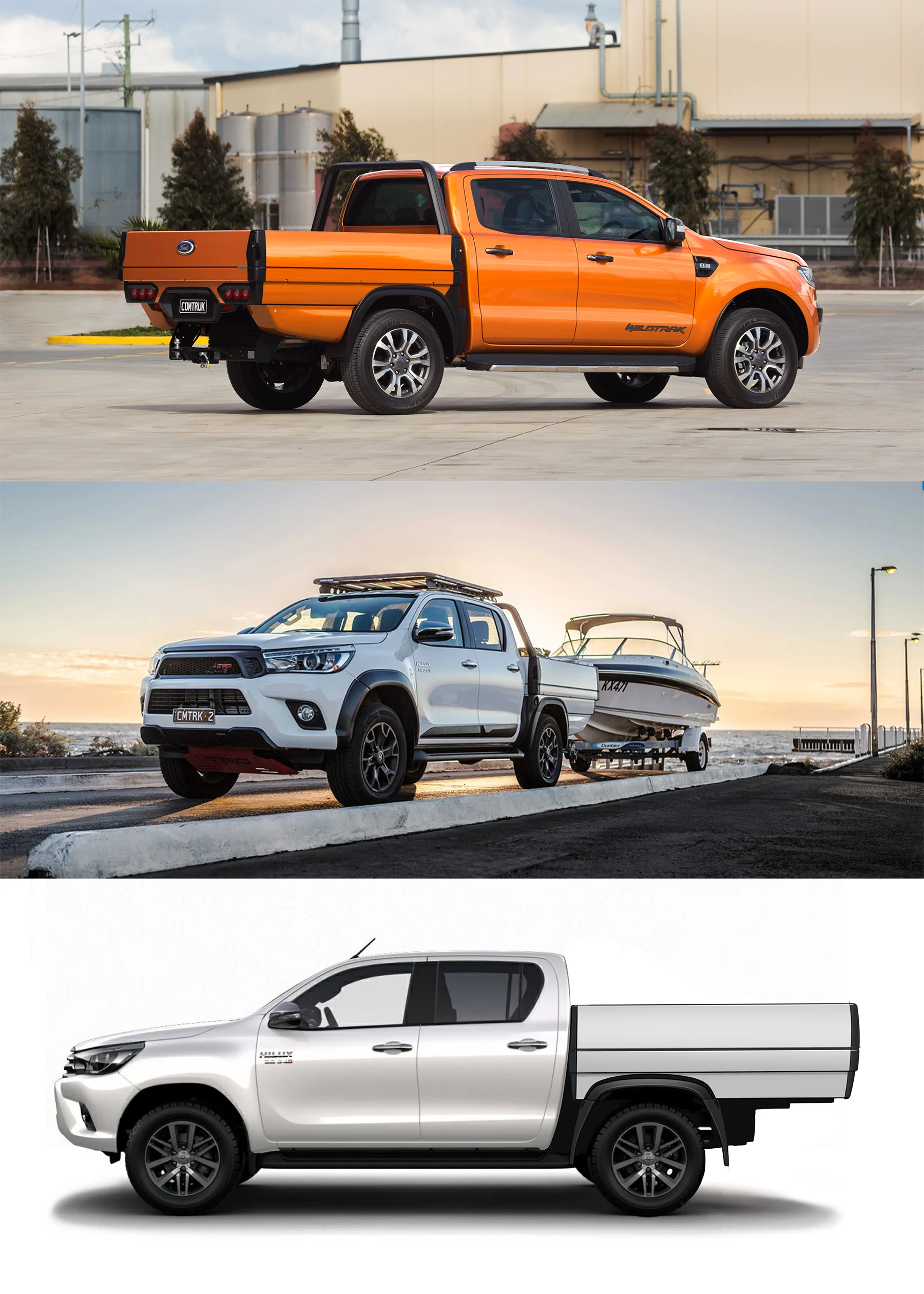 Outerspace Designed Comtruck, modular tray for Ford Ranger, Wildtrak, Toyota Hilux