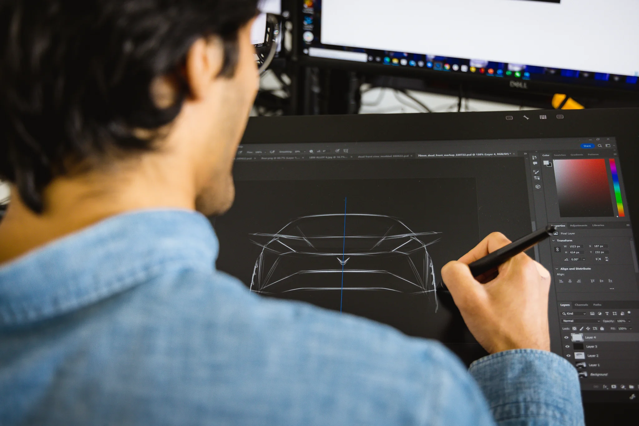 Outerspace designers sketching car concepts. Digital Sketching for Industrial designers