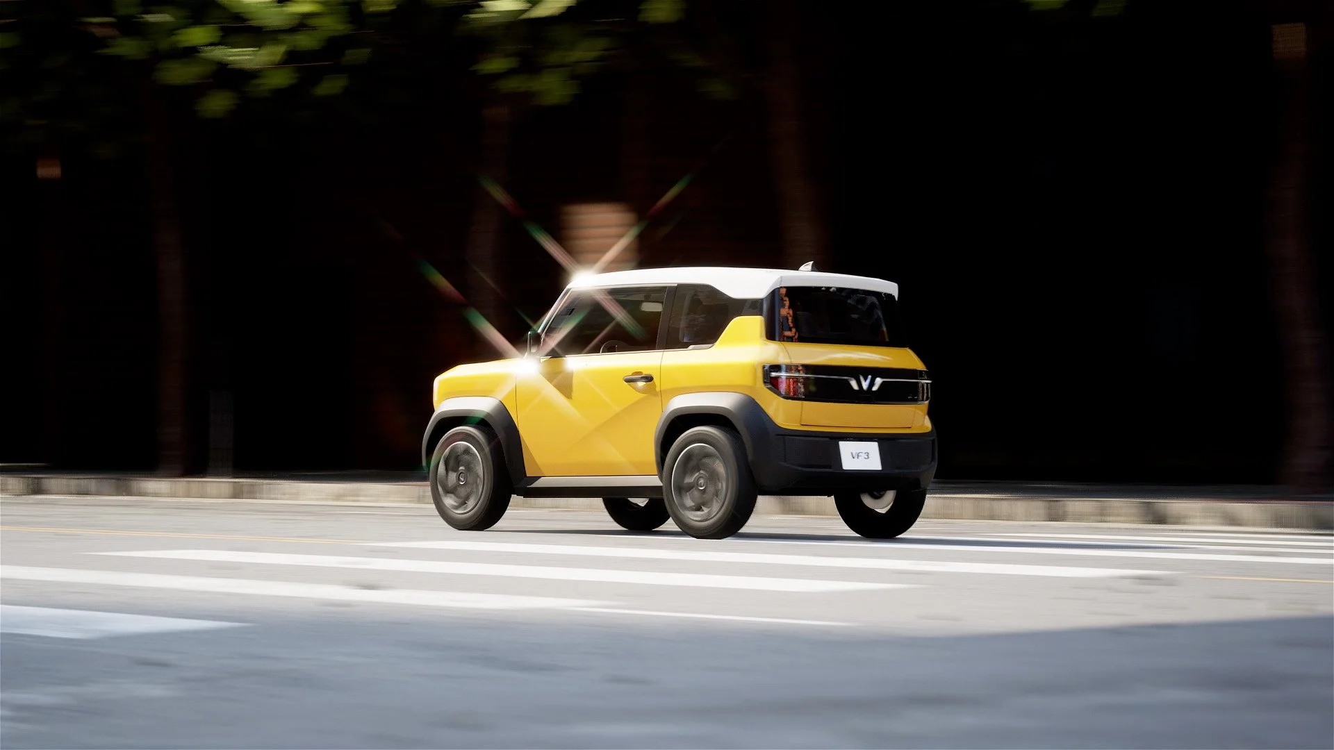VF3 Product Render. A render done by our Gomotiv team (Part of Outerspace) for our client Vinfast. The render shows the exterior of the VF3 Micro electric vehicle, designed by Gomotiv and Outerspace