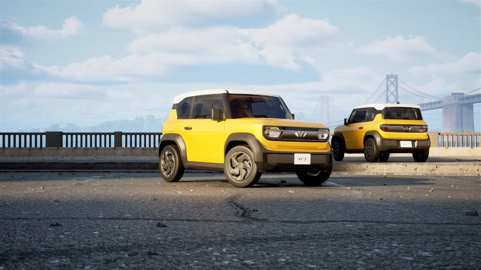 VF3 Product Render. A render done by our Gomotiv team (Part of Outerspace) for our client Vinfast. The render shows the exterior of the VF3 Micro electric vehicle, designed by Gomotiv and Outerspace